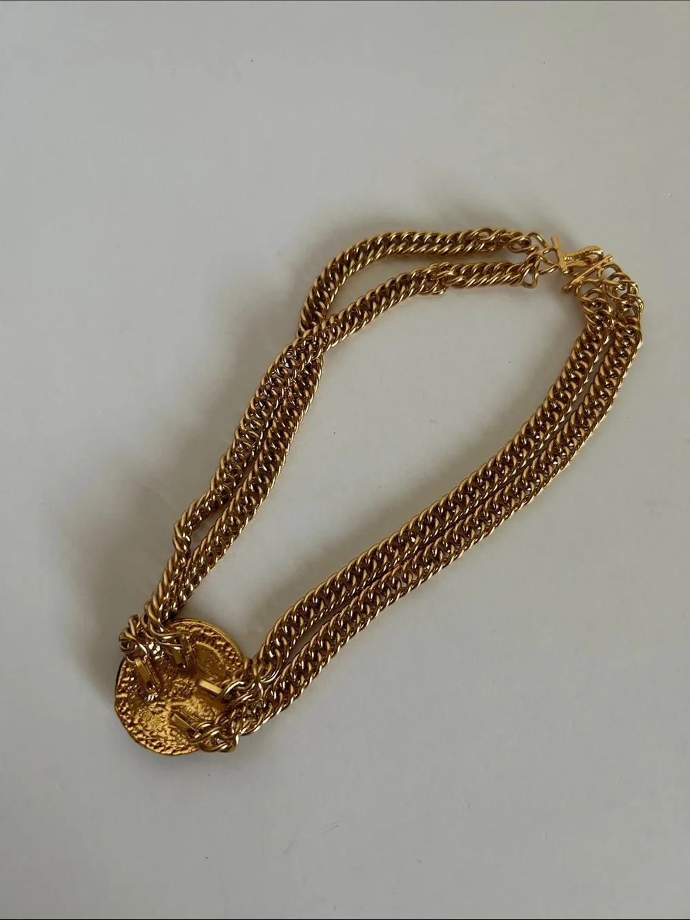 CHANEL Gold Layered Coin Choker Necklace
